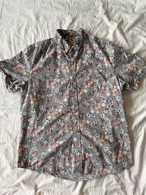 Ken L.T.D.  Men’s Floral  Print  Button Down Shirt Size L 100% Cotton